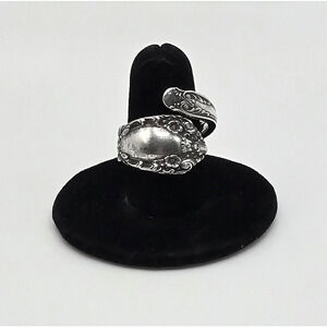 Vintage Alvin Sterling Silver Spoon Ring Floral Filigree Ornate Classic Size 6.5